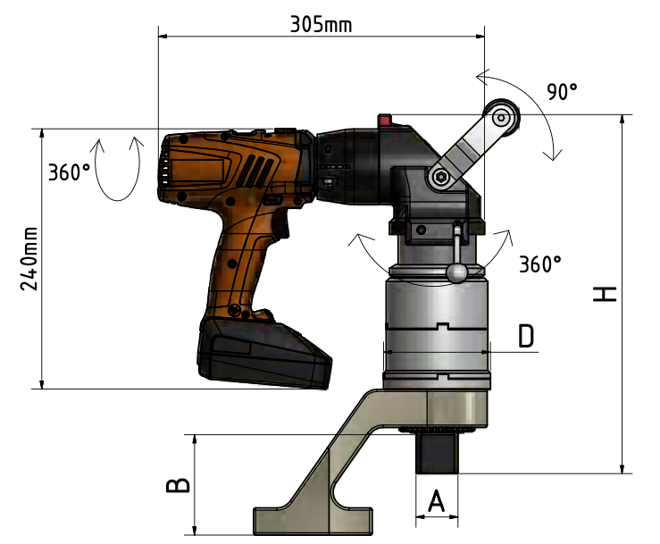 TQWS cordless torque gun - angled design up to 10,000 Nm