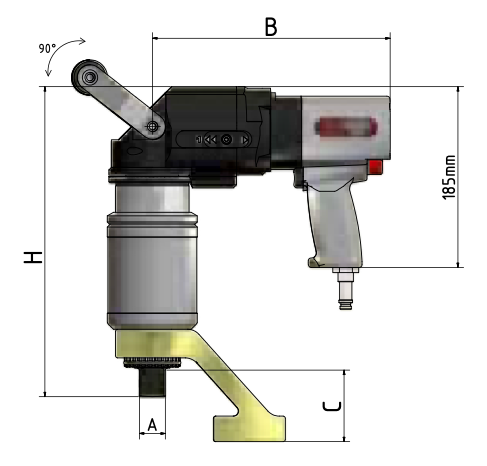 TLW pneumatic torque wrench - angled design up to 15,000 Nm